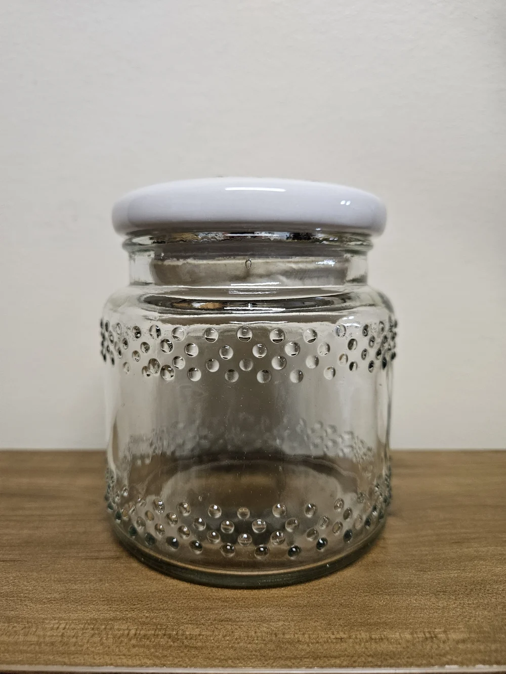 Vintage Hobnail Strawberry Glass Storage Jar